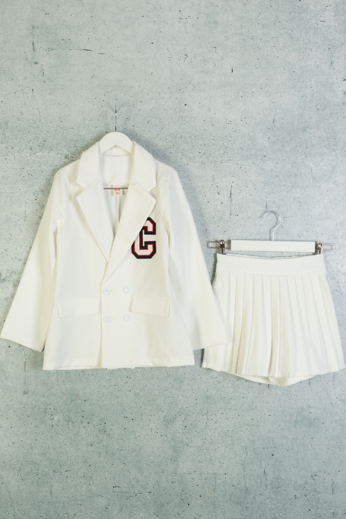 DMB Ceketli Şort Etekli Takım - Ekru