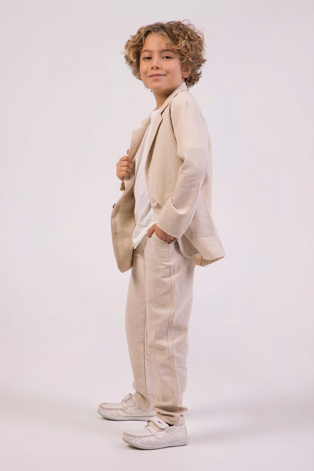 DMB Keten Erkek 3'lü Takım - Bej