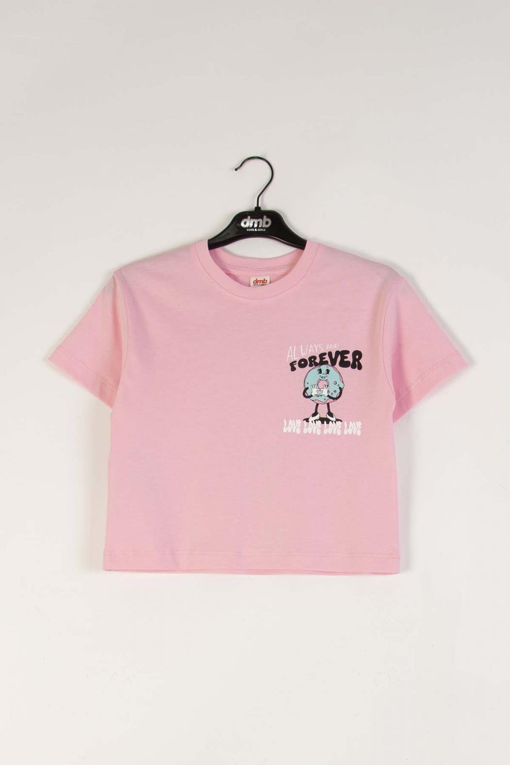 Donatlı Kız Tshirt - Pembe