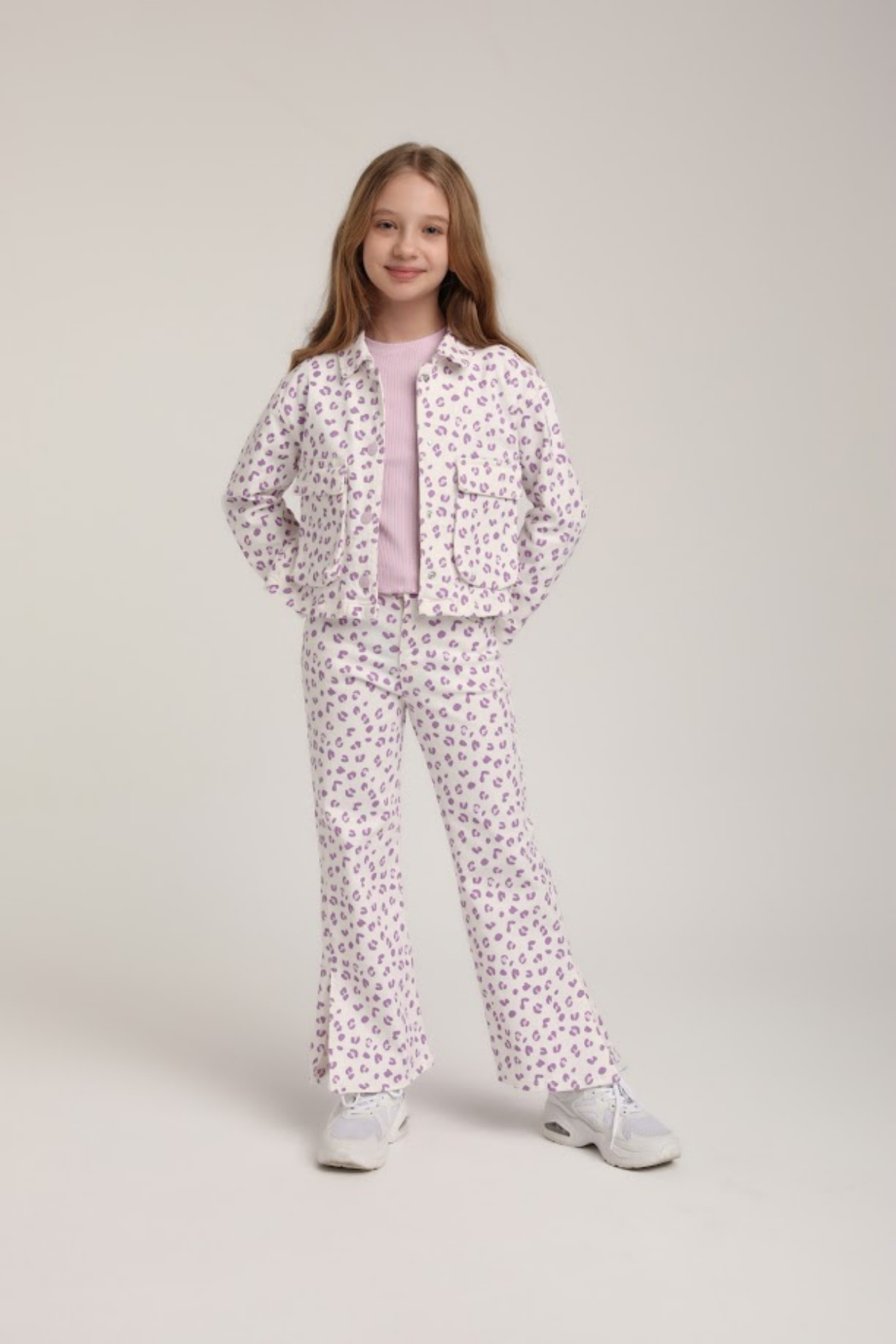 ESCABEL Mini Leopar Ceket - Mor