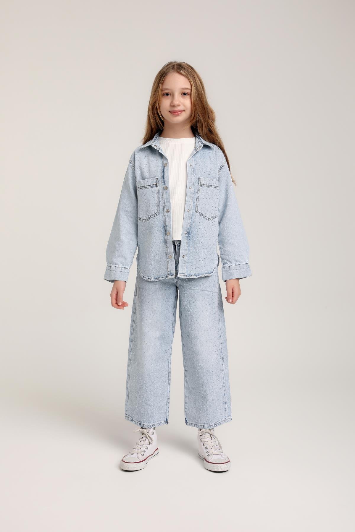 ESCABEL Taşlı Kız Kot Pantolon - Mavi