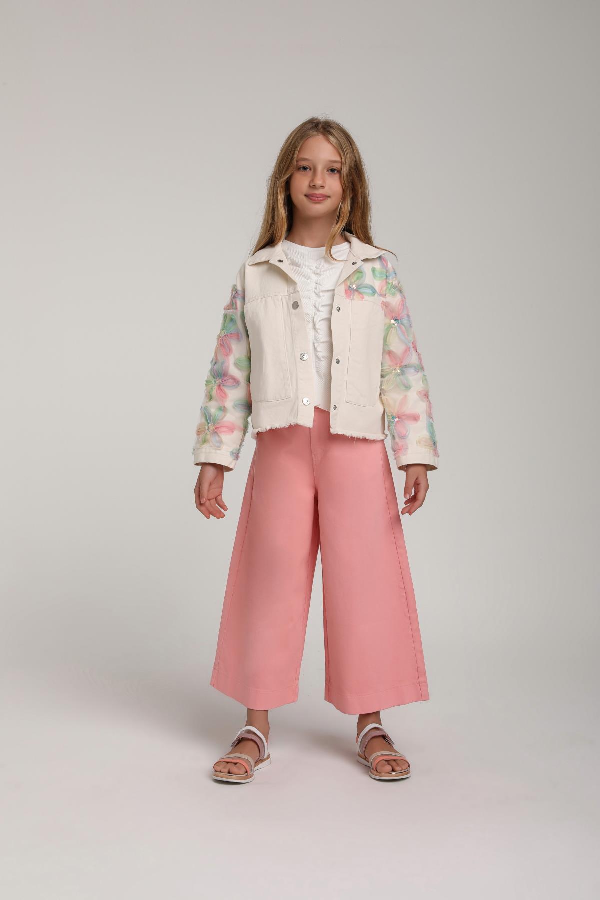 ESCABEL Tül Çiçekli Ceket - Ekru