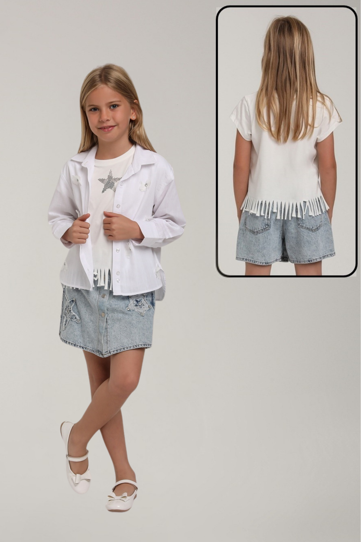 ESCABEL Yıldızlı Püsküllü Tshirt - Ekru