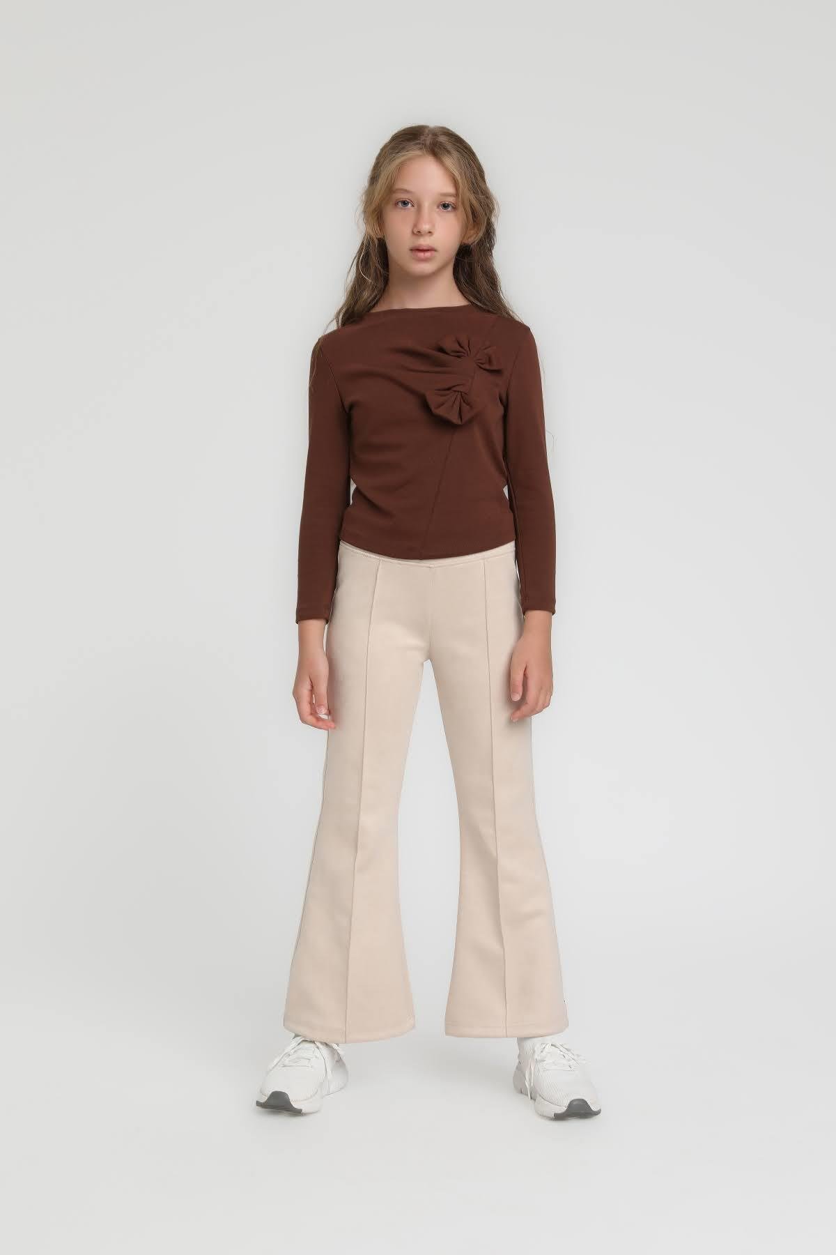 Fiyonk Detaylı Sweat - Kahverengi