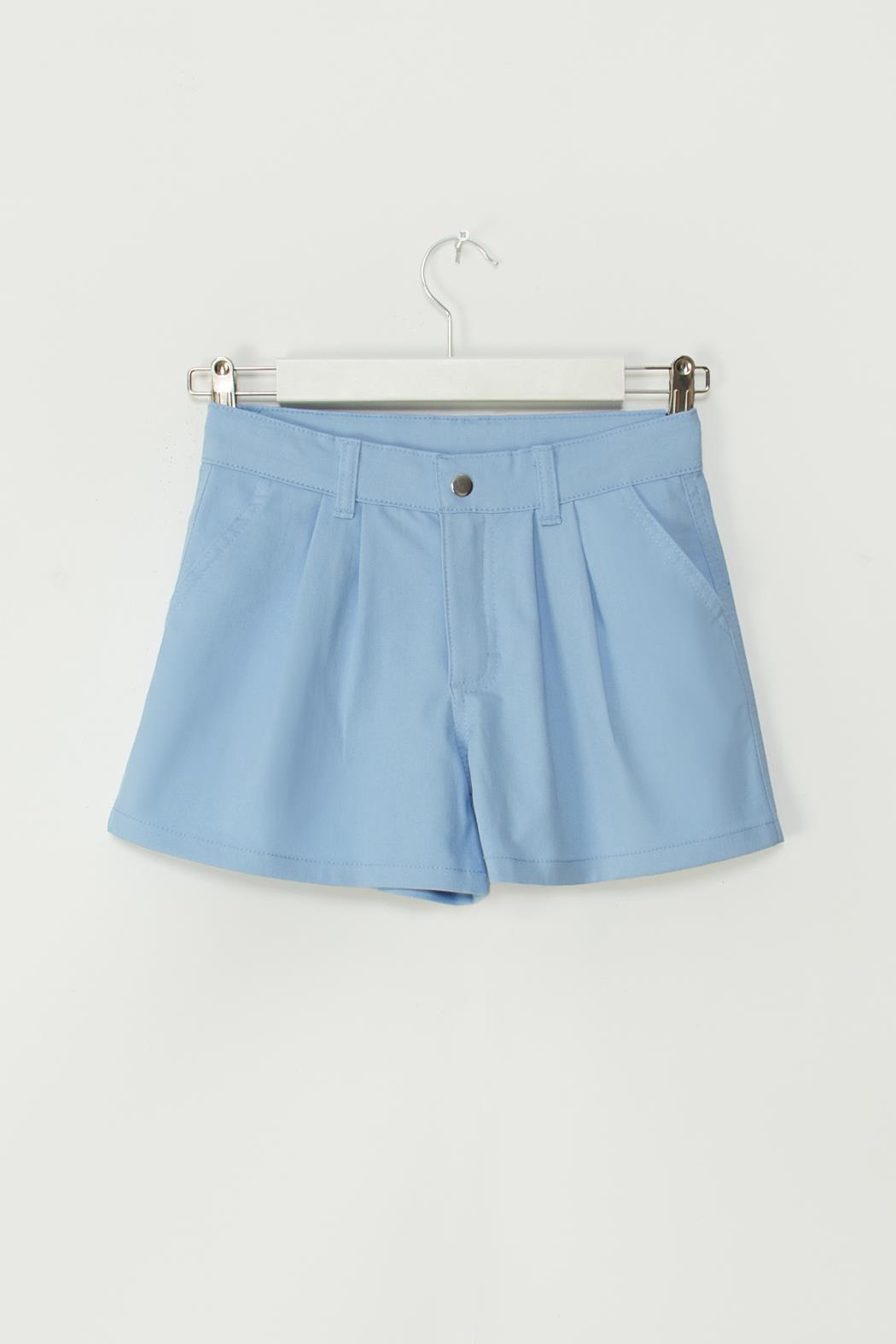 Gabardin Kız Şort - Mavi