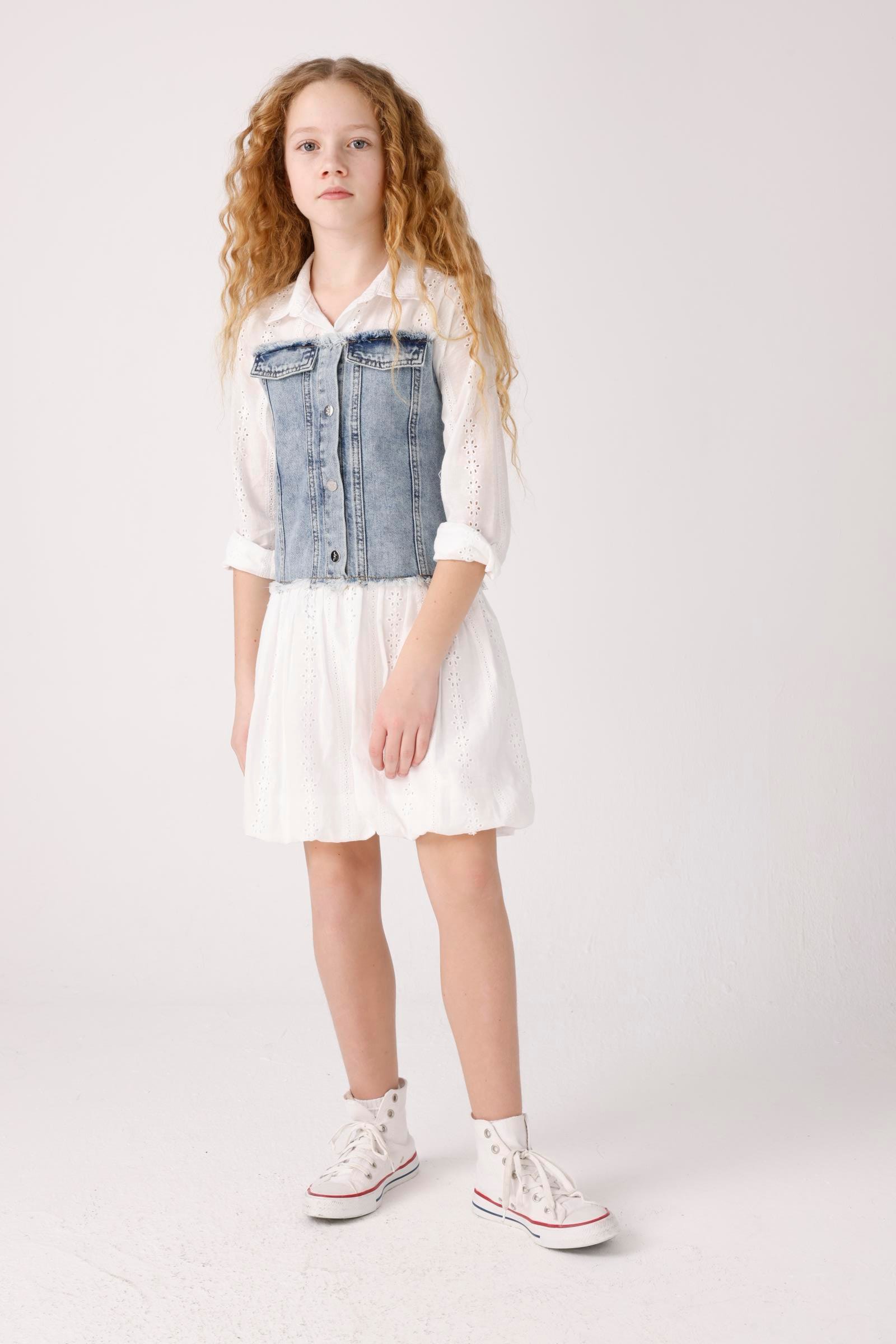 JENA Denim Parçalı Elbise - Mavi