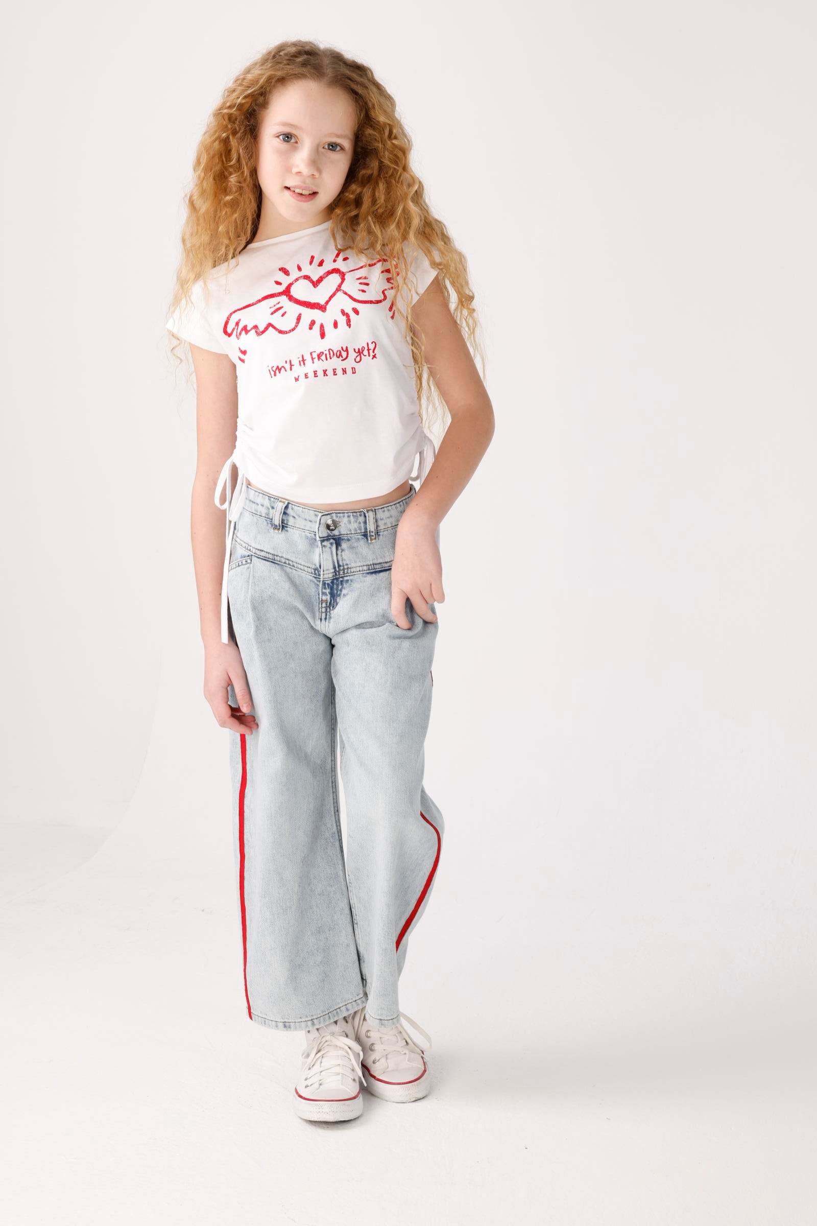 JENA Kanatlı Kalp Kız Tişört - Kırmızı