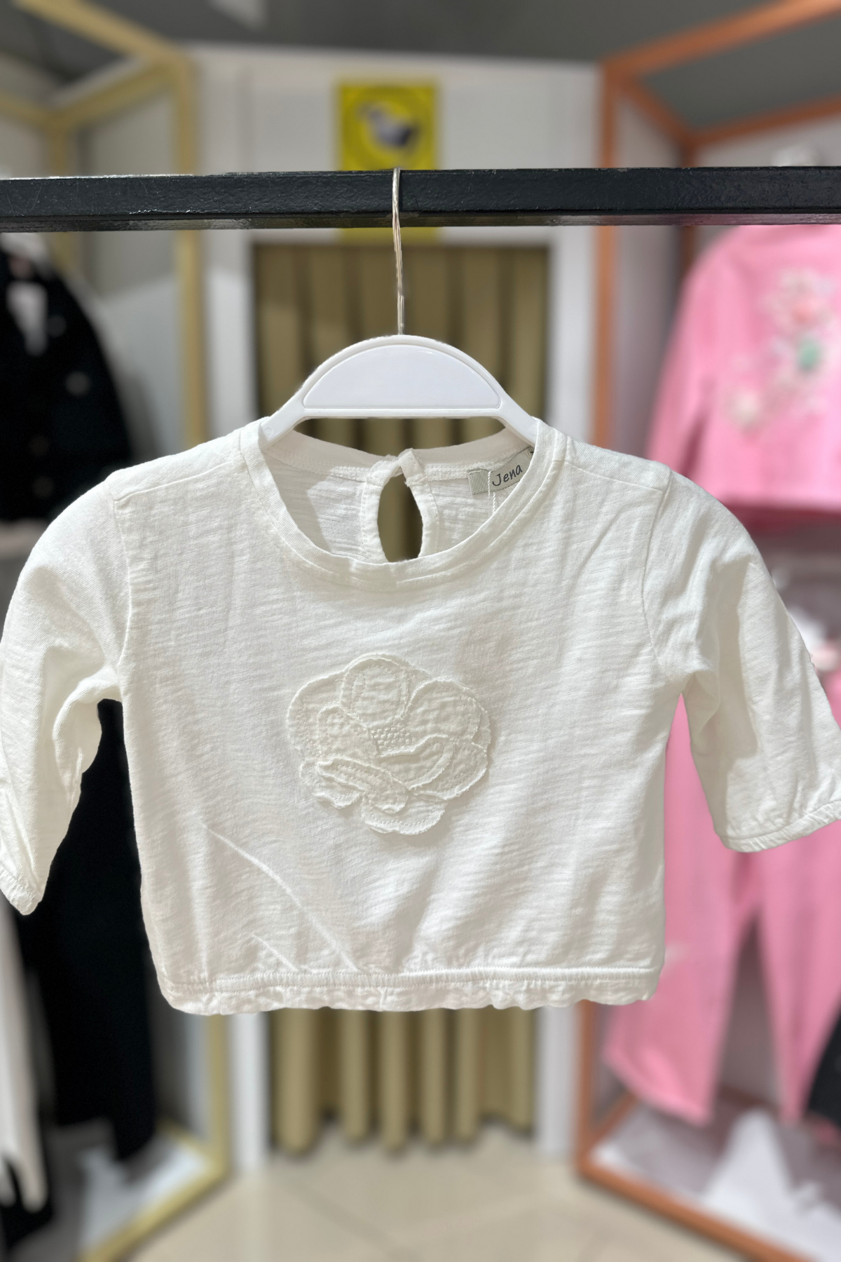 JENA Taşlı Güllü Bebe Bluz - Beyaz