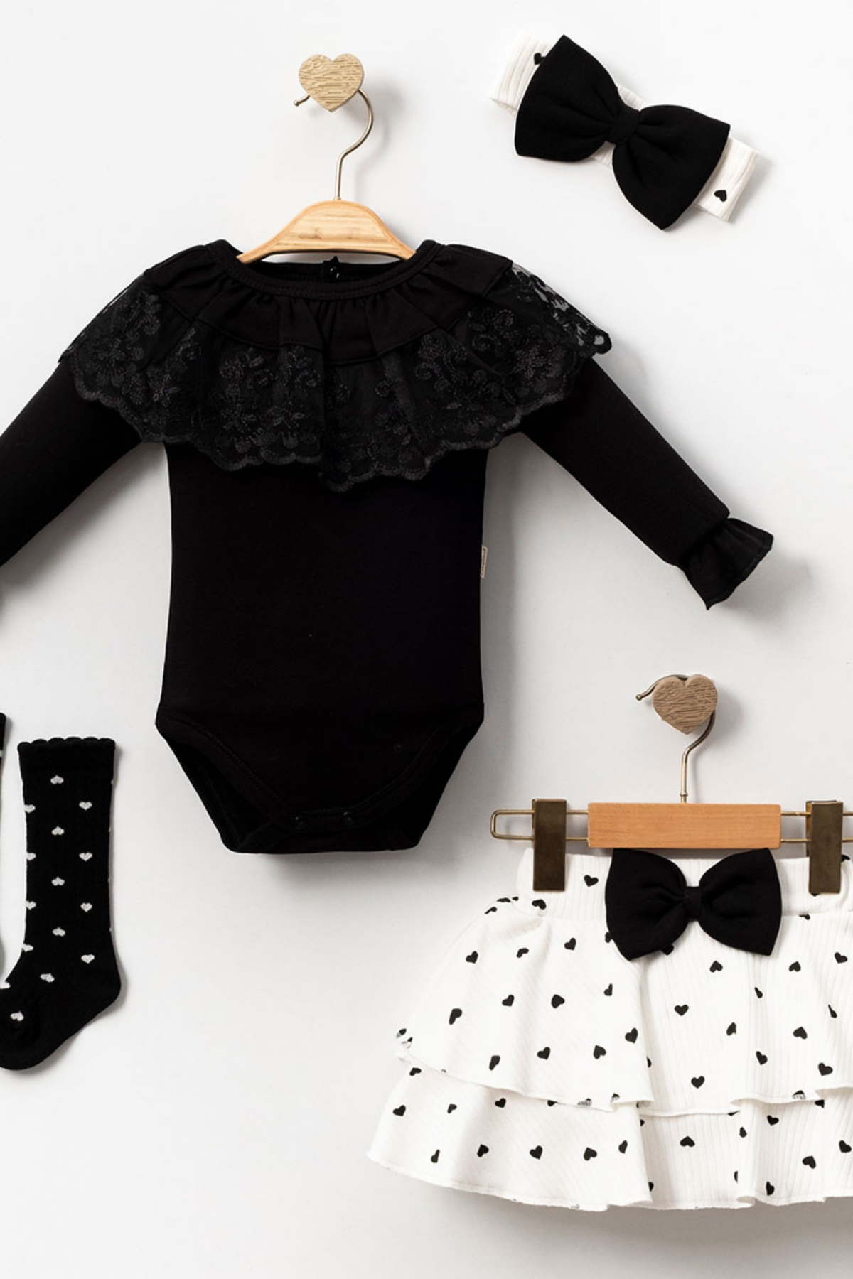 Kalpli Bebe KIz Takım Set - Siyah