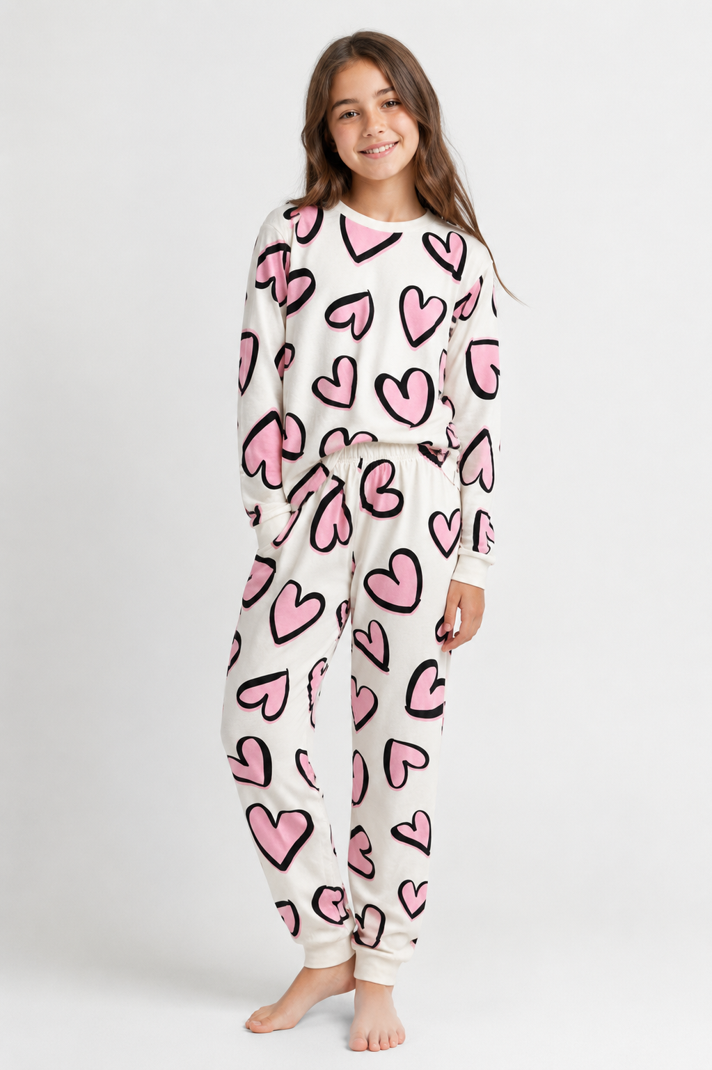 Kalpli Kız Çocuk Pijama Takımı - Pembe