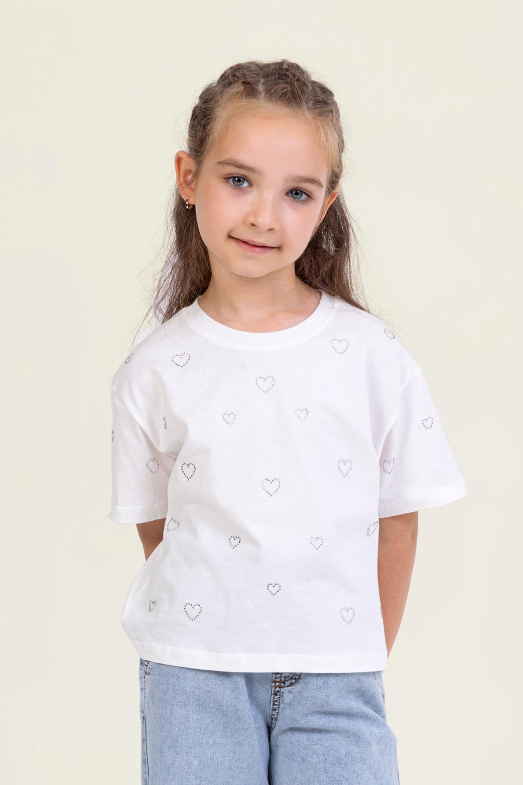 Kalpli Kız Tişört - Ekru