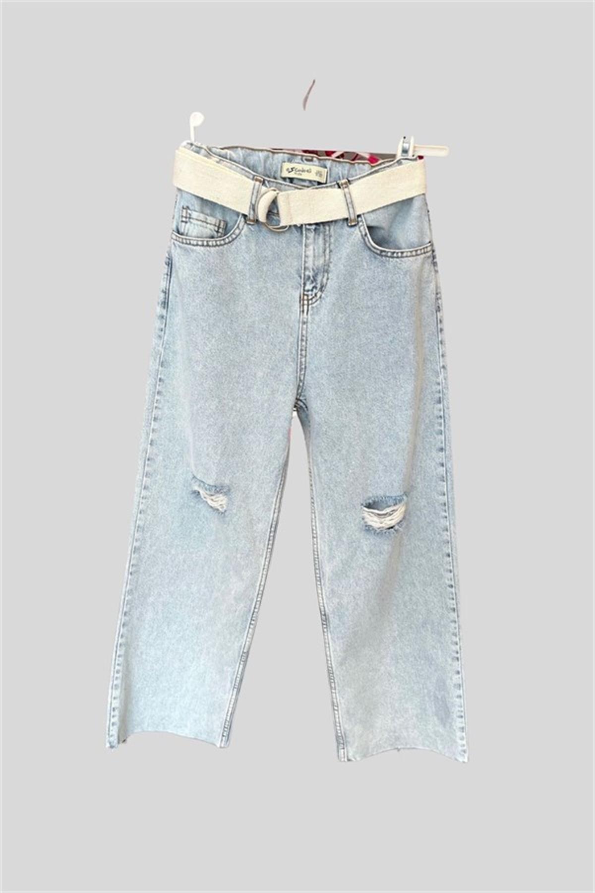 KEMERLİ KIZ KOT PANTOLON