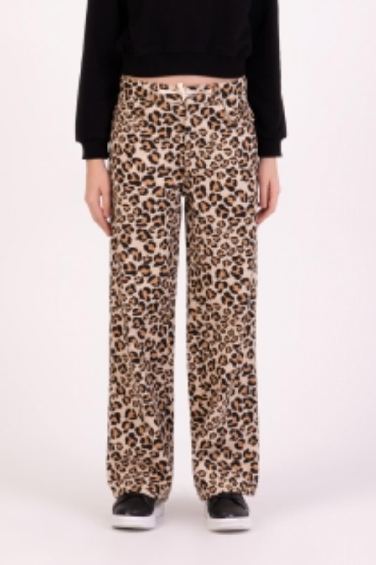 Leoparlı Kız Pantolon - Bej