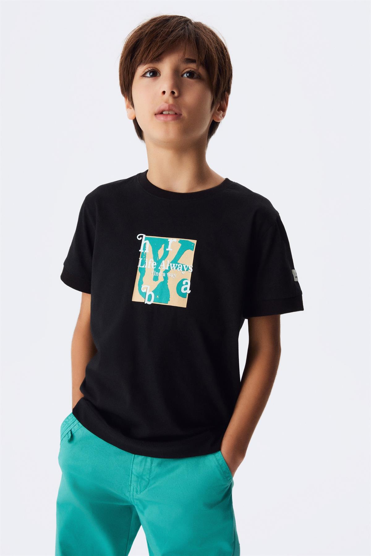LİFE ALWAYS YAZILI T-SHIRT