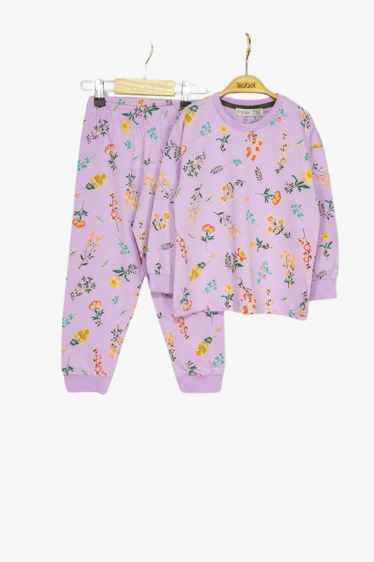 Lila Çiçekli Kız Pijama - Lila