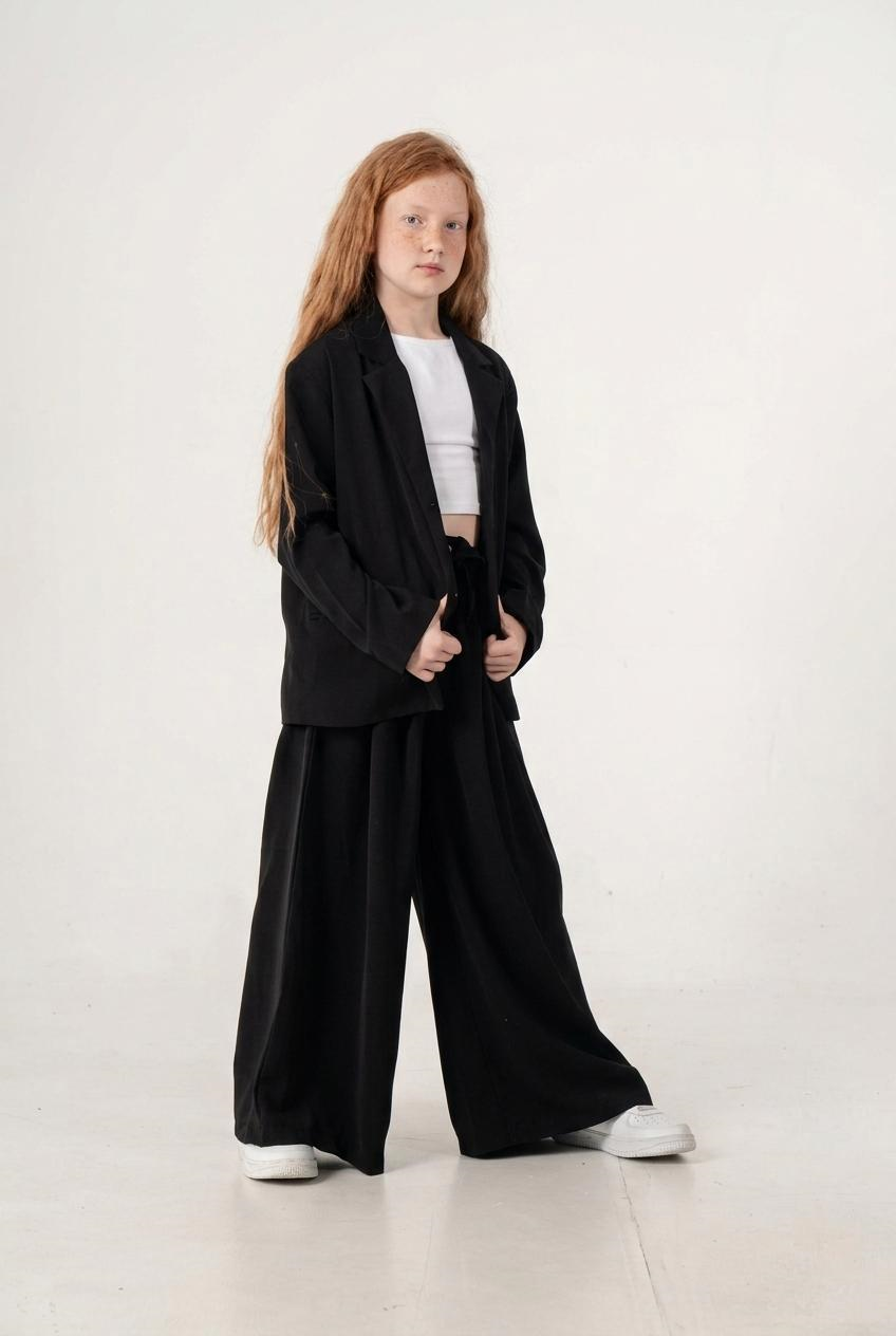 Linda Twill Kız Pantolon - Siyah
