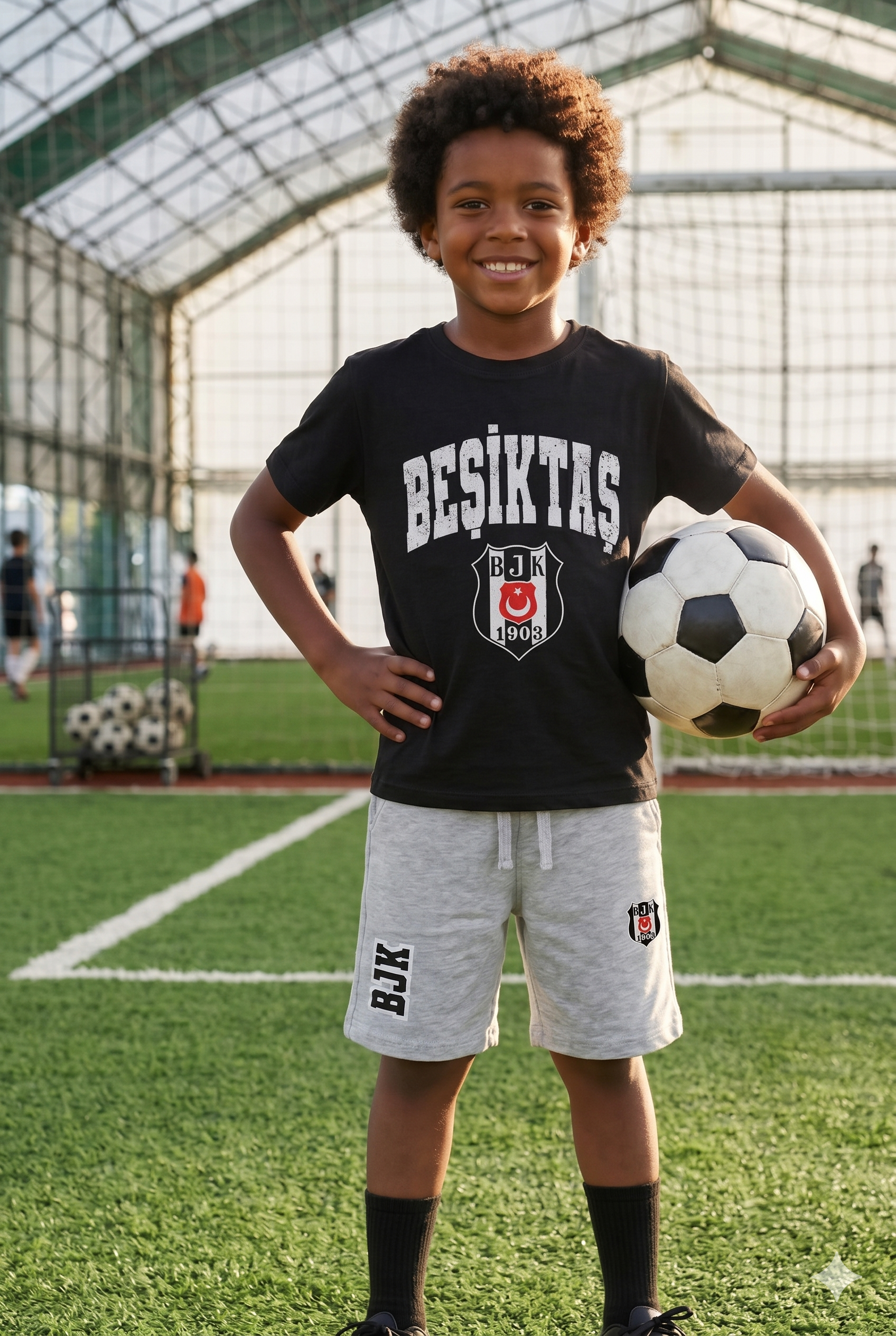 Lisanslı Beşiktaşlı Erkek Şortlu Takım - Siyah