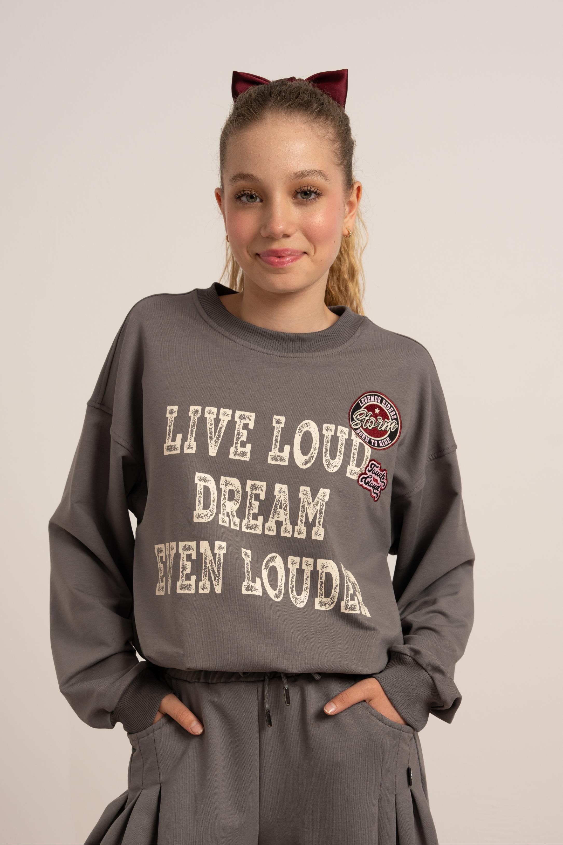 LOCO LOCO Dream Kız Sweat - Füme