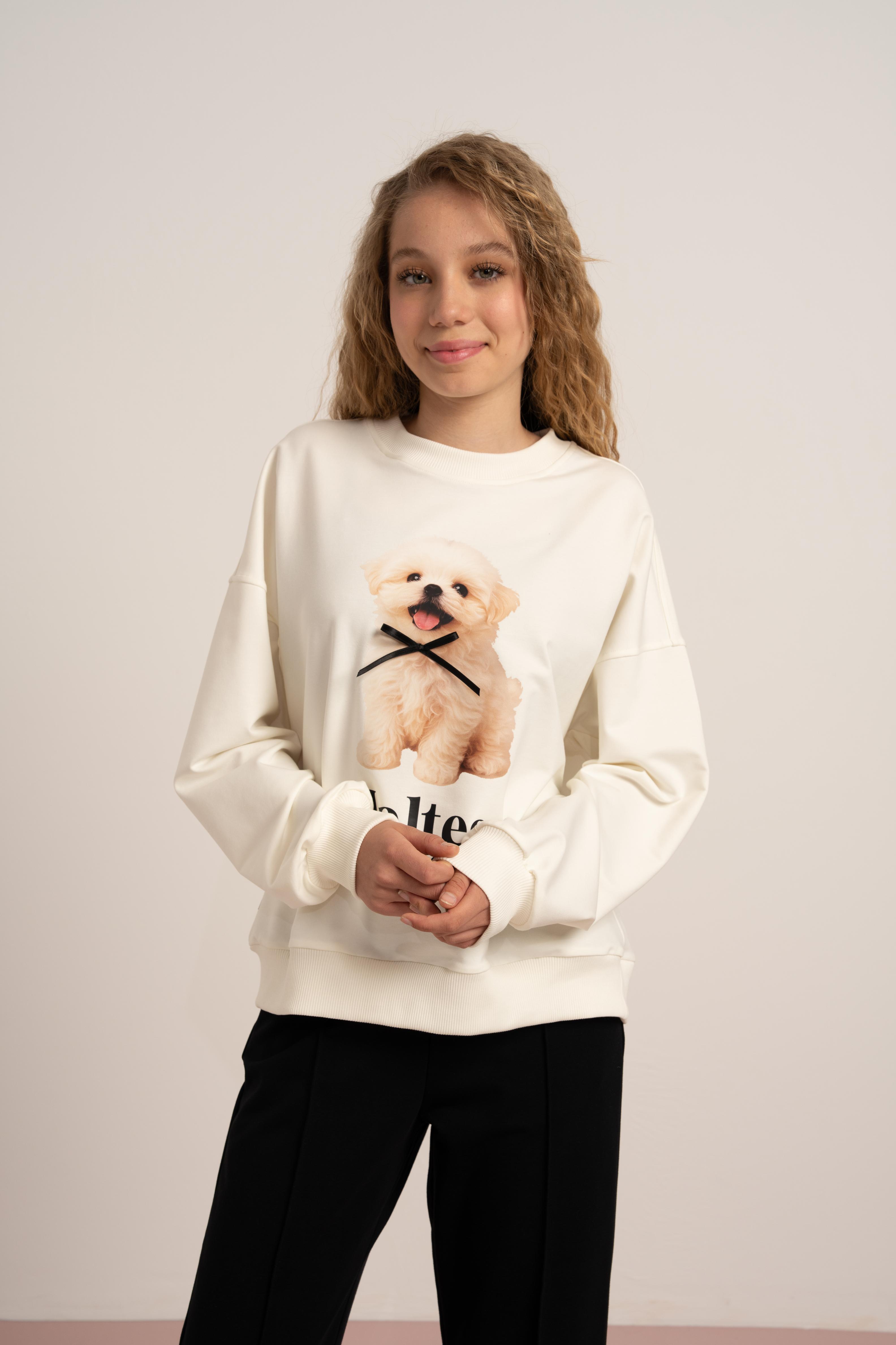 LOCO LOCO Sevimli Köpek Sweat - Siyah