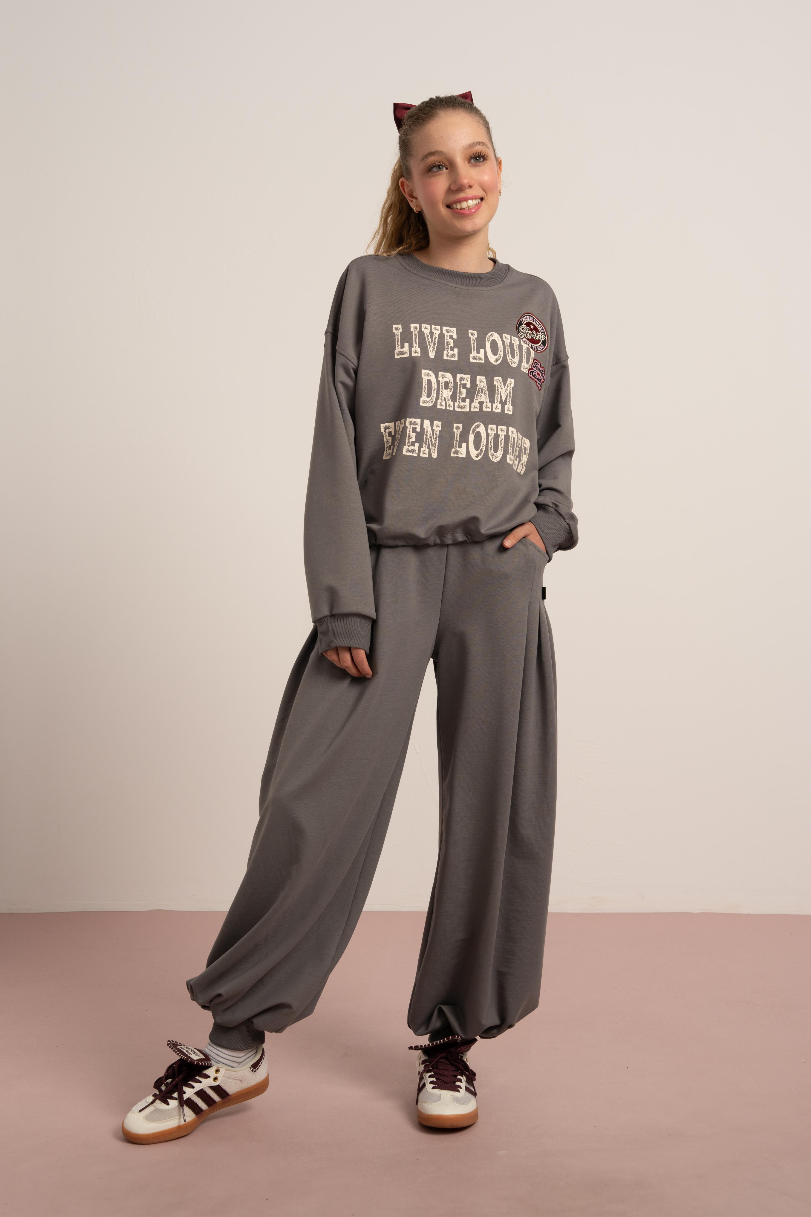 LOCO LOCO Yanları Pliseli Pantolon - Füme