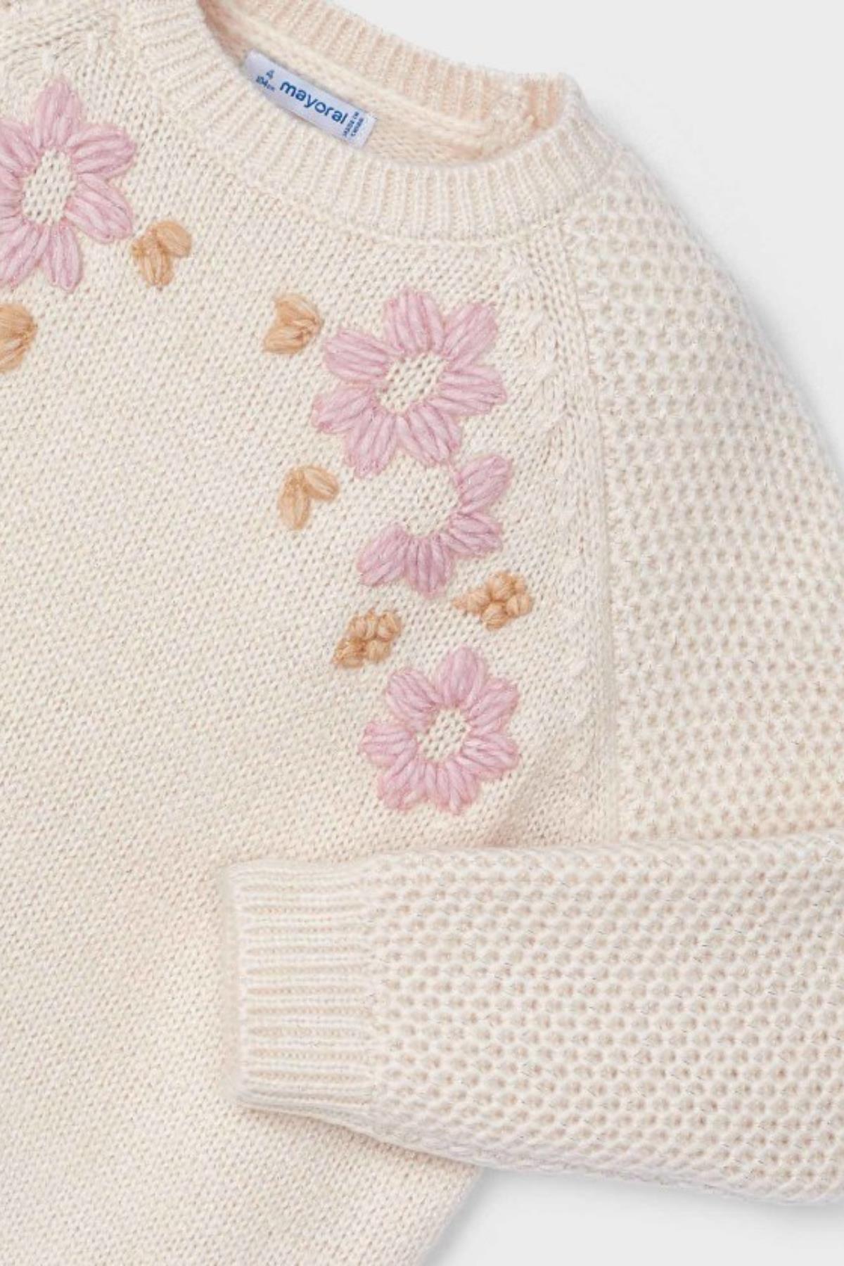 Mayoral Çiçek İşlemeli Kazak - Bej