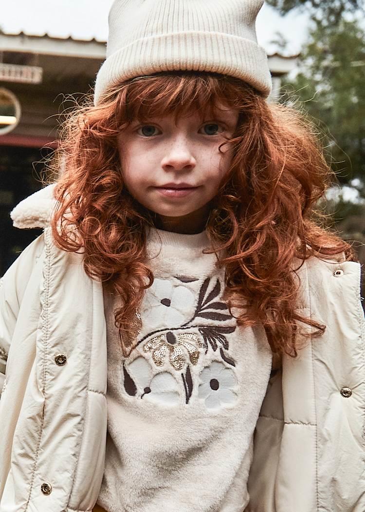 MAYORAL Çiçek İşlemeli Peluş Sweat - Vizon