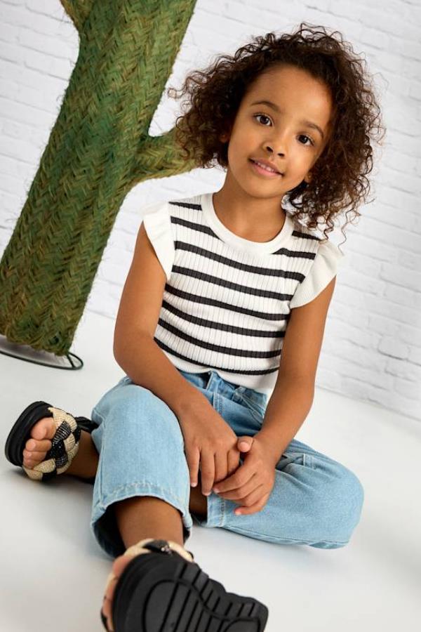 MAYORAL Çizgili Kolları Fırfırlı Badi - Ekru