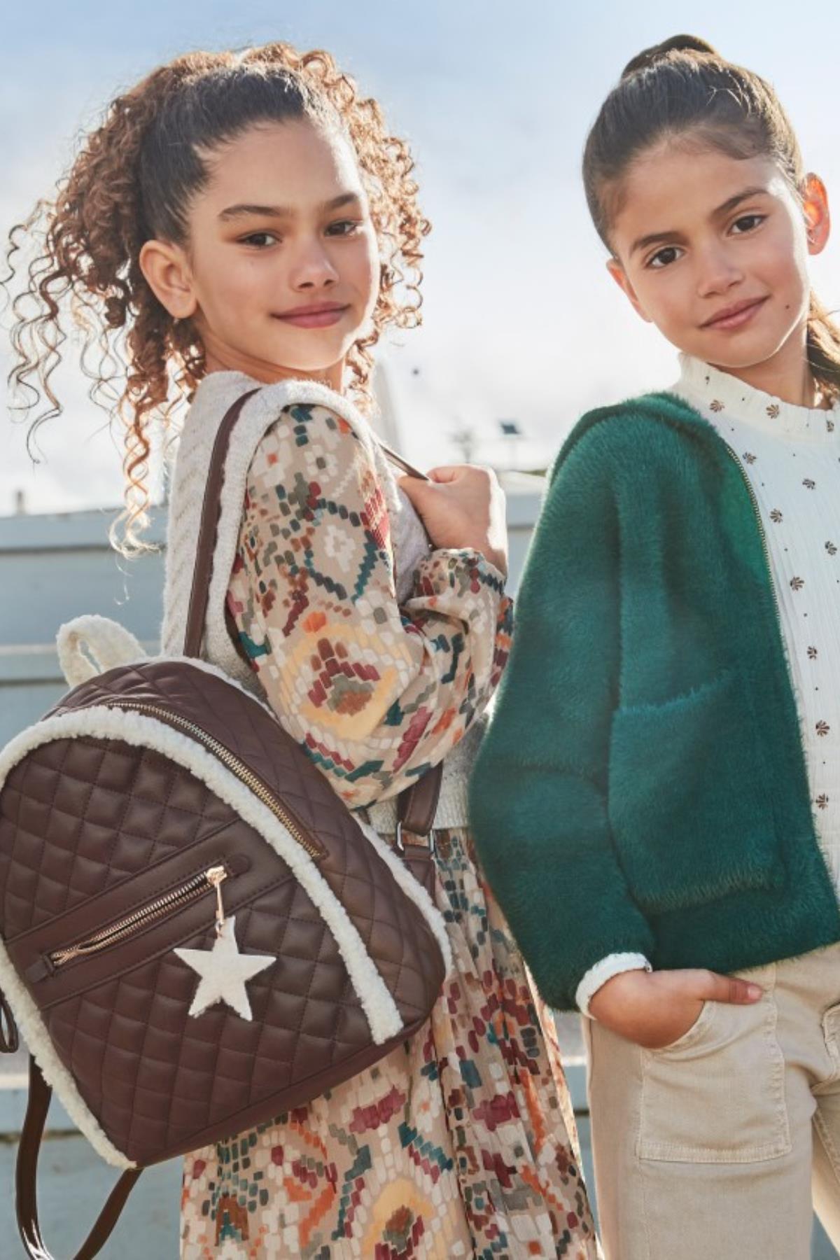 Mayoral Deri Kenarları Tüylü Sırt Çantası - Kahverengi