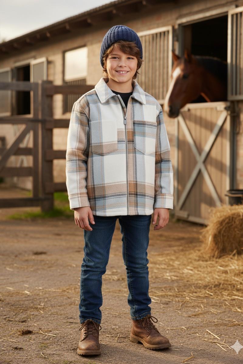 MAYORAL Ekoseli Kız Ceket - Kahverengi