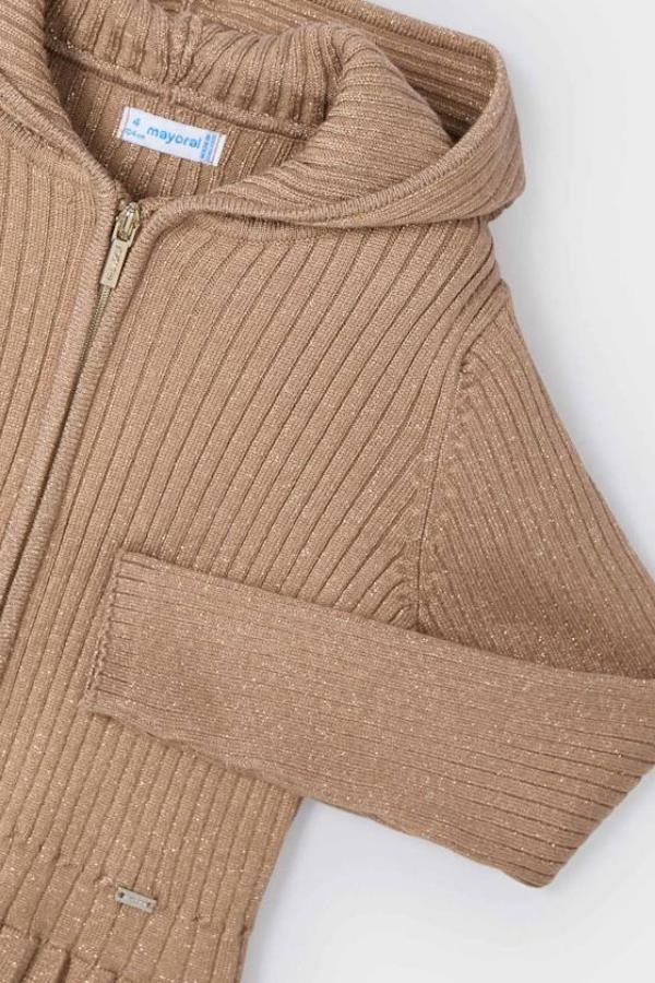MAYORAL Kapşonlu Kız Hırka - Karamel