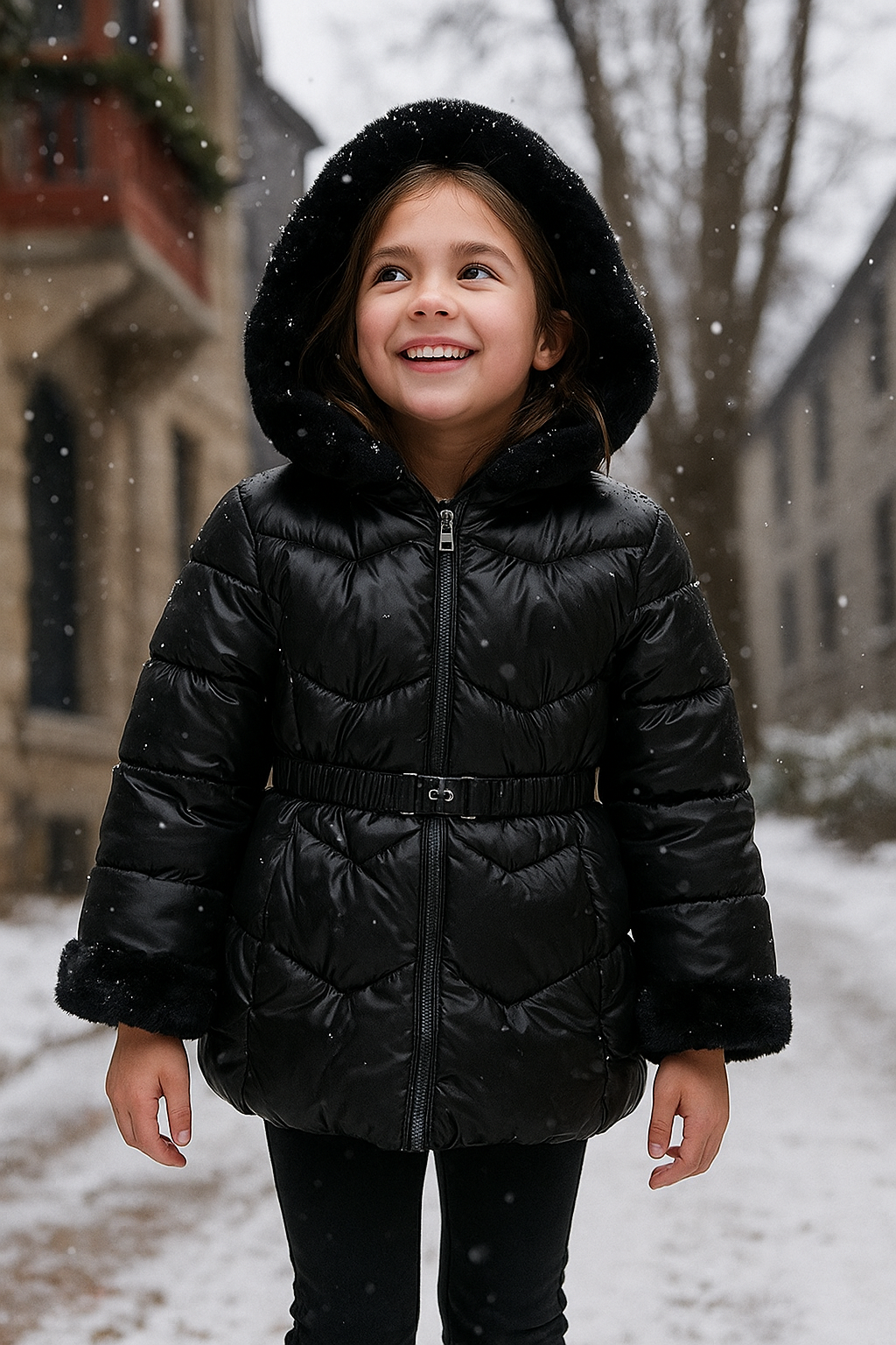 MAYORAL Parlak Kız Mont - Siyah
