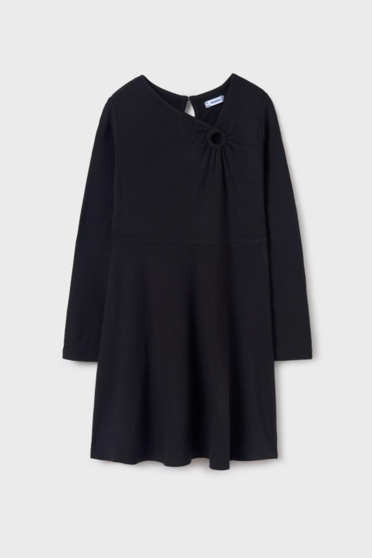 Mayoral Yakası Açık Detaylı Elbise - Siyah