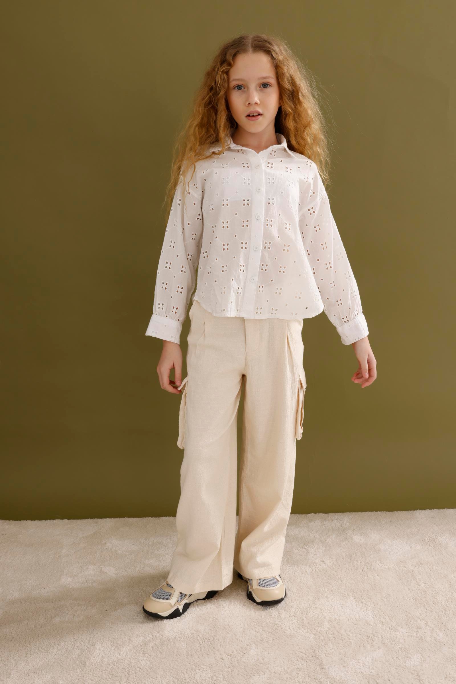 Natural Kız Pantolon - Bej