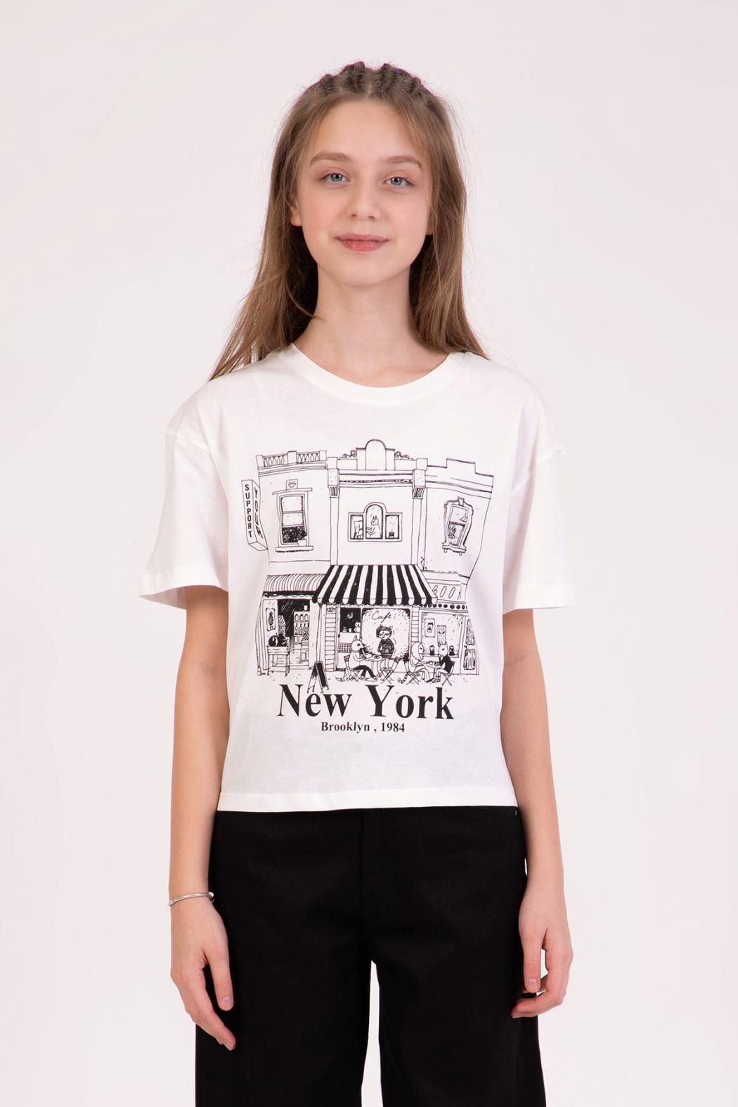 Newyork Kız Tshirt - Beyaz
