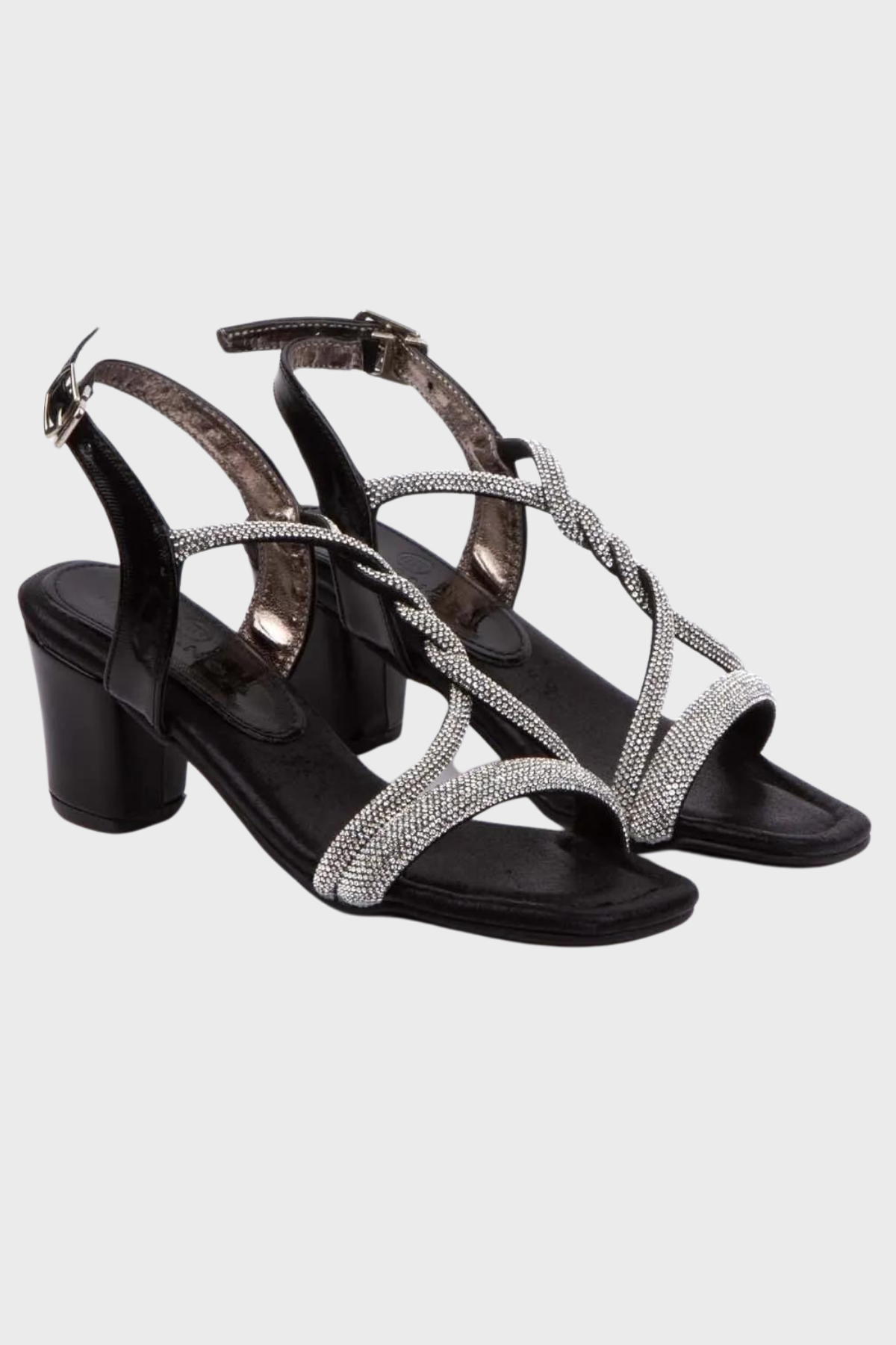 ÖNÜ TAŞLI ÖRME TOPUKLU AYAKKABI