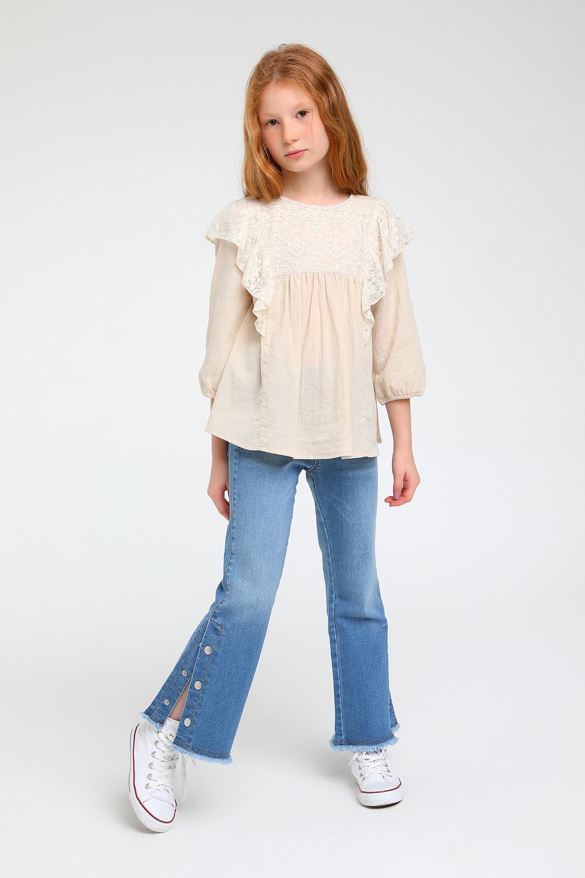 PAÇALARI DÜĞMELİ KOT PANTALON