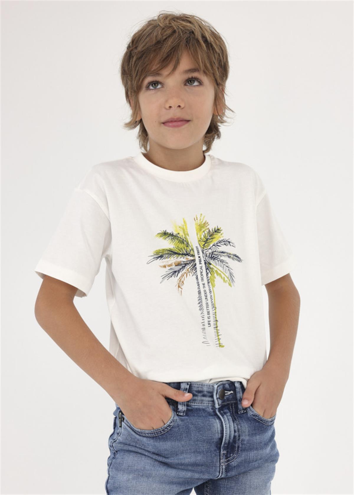 PALMİYE DESENLİ T-SHIRT