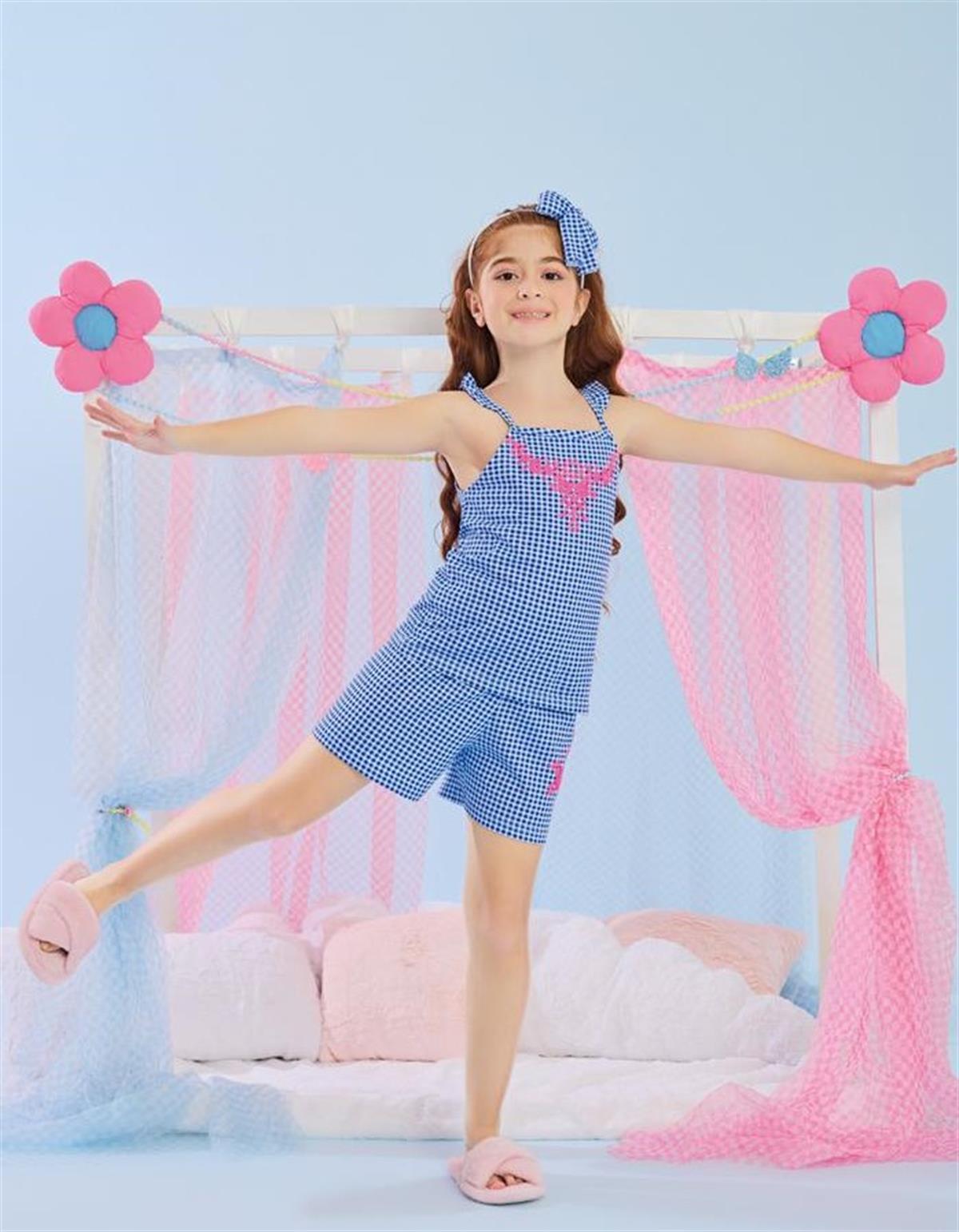 RİSALİ İP ASKILI PİJAMA TAKIMI
