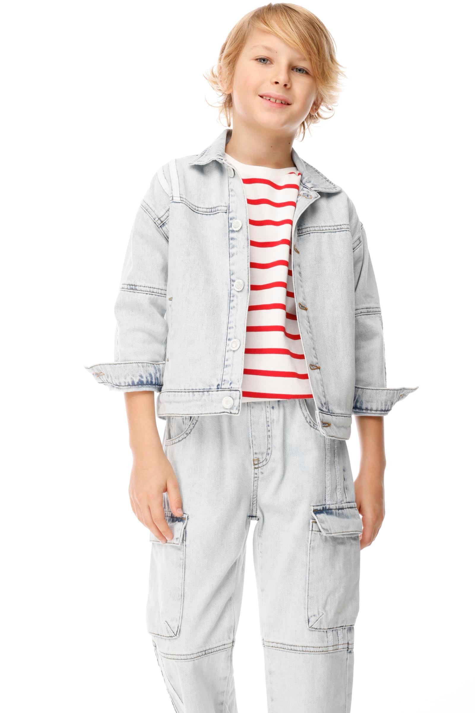 Şeritli Kot Erkek 2Li Takım - Mavi