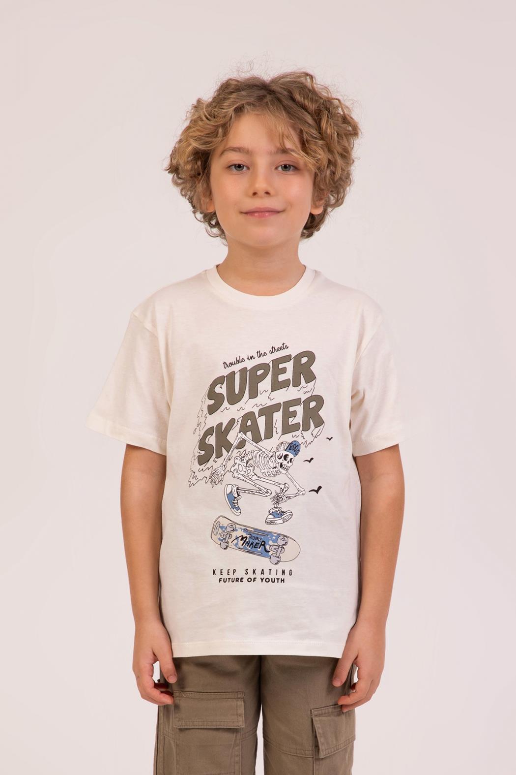 Skater Erkek Tshirt - Ekru