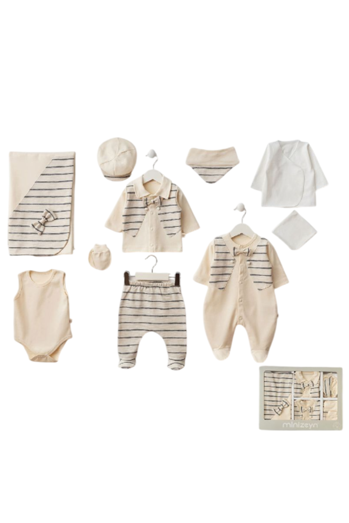Smokin Detaylı 10'lu Erkek Bebek Set - Krem