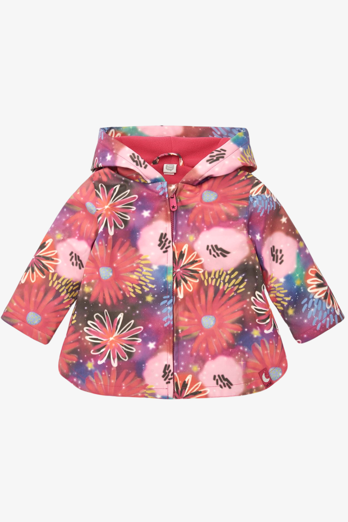 Tuc Tuc Renkli Çiçekli Kız Yağmurluk - Pembe