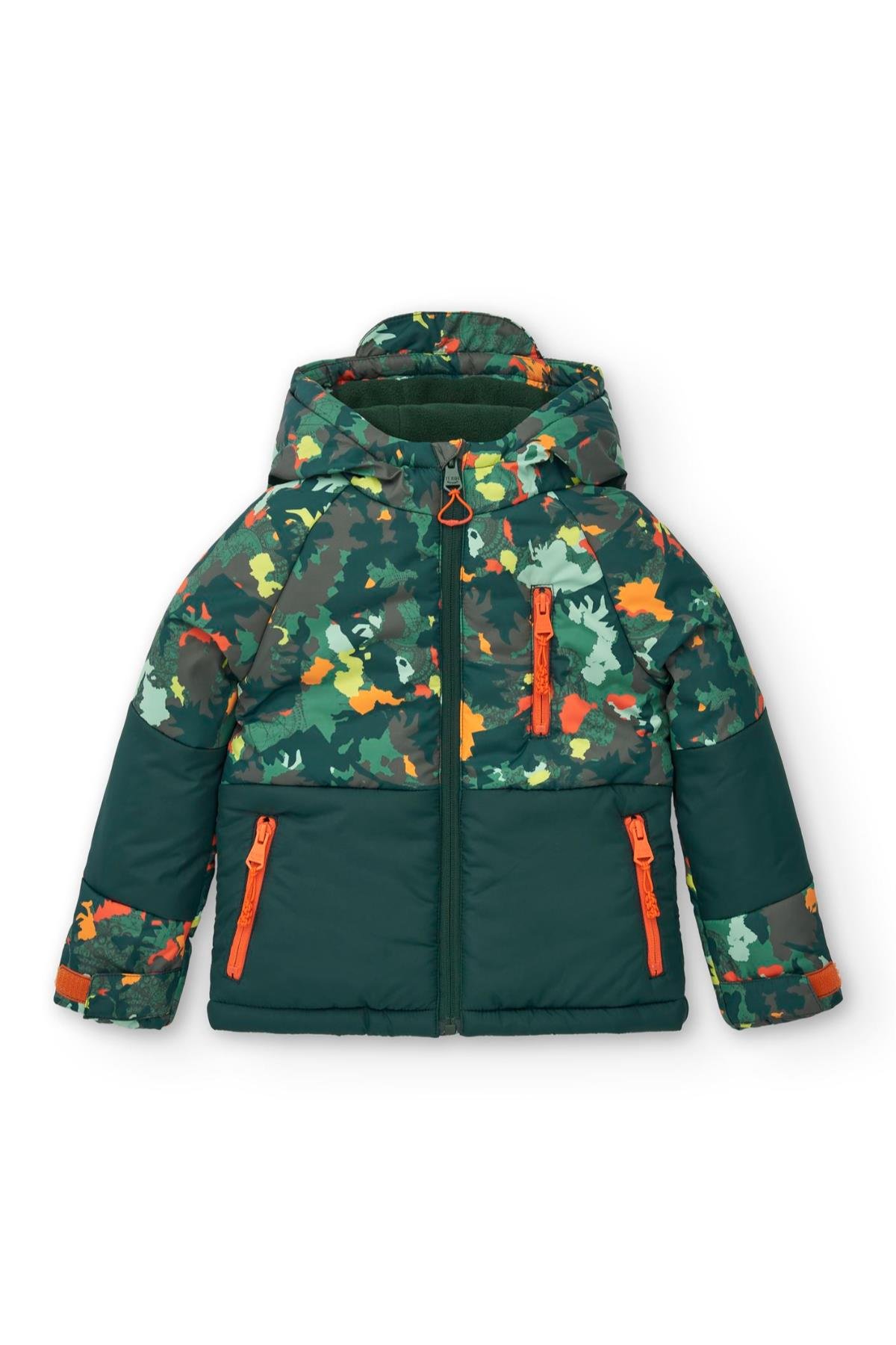 Tuc Tuci Şapkası Armalı Desenli  Erkek Mont - Yeşil