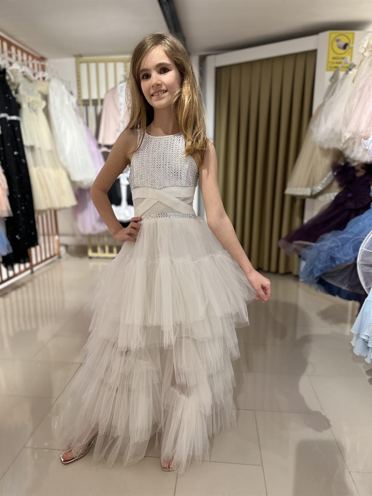 TÜLLÜ KATKAT ABİYE - EKRU