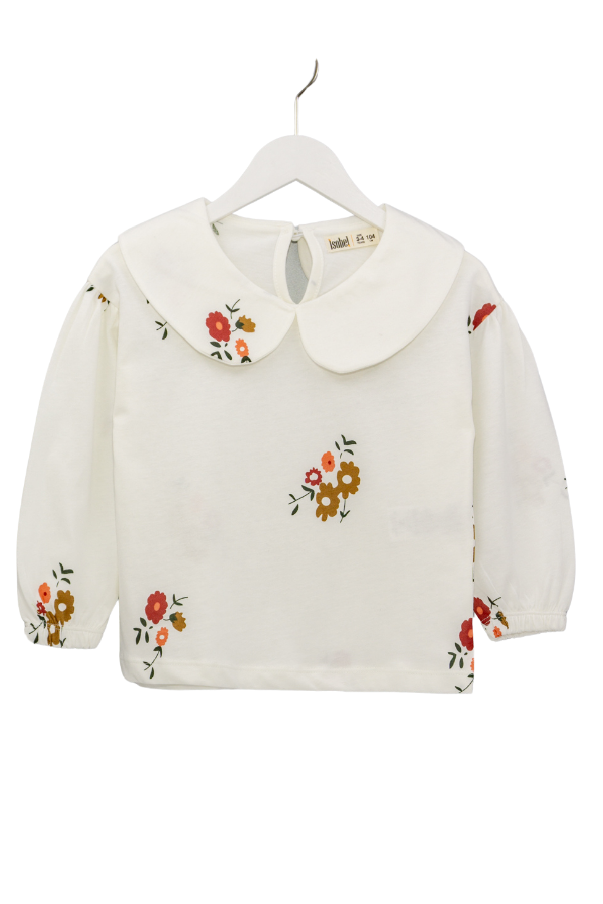 Yaka Detaylı Çiçekli Pijama Takımı - Ekru
