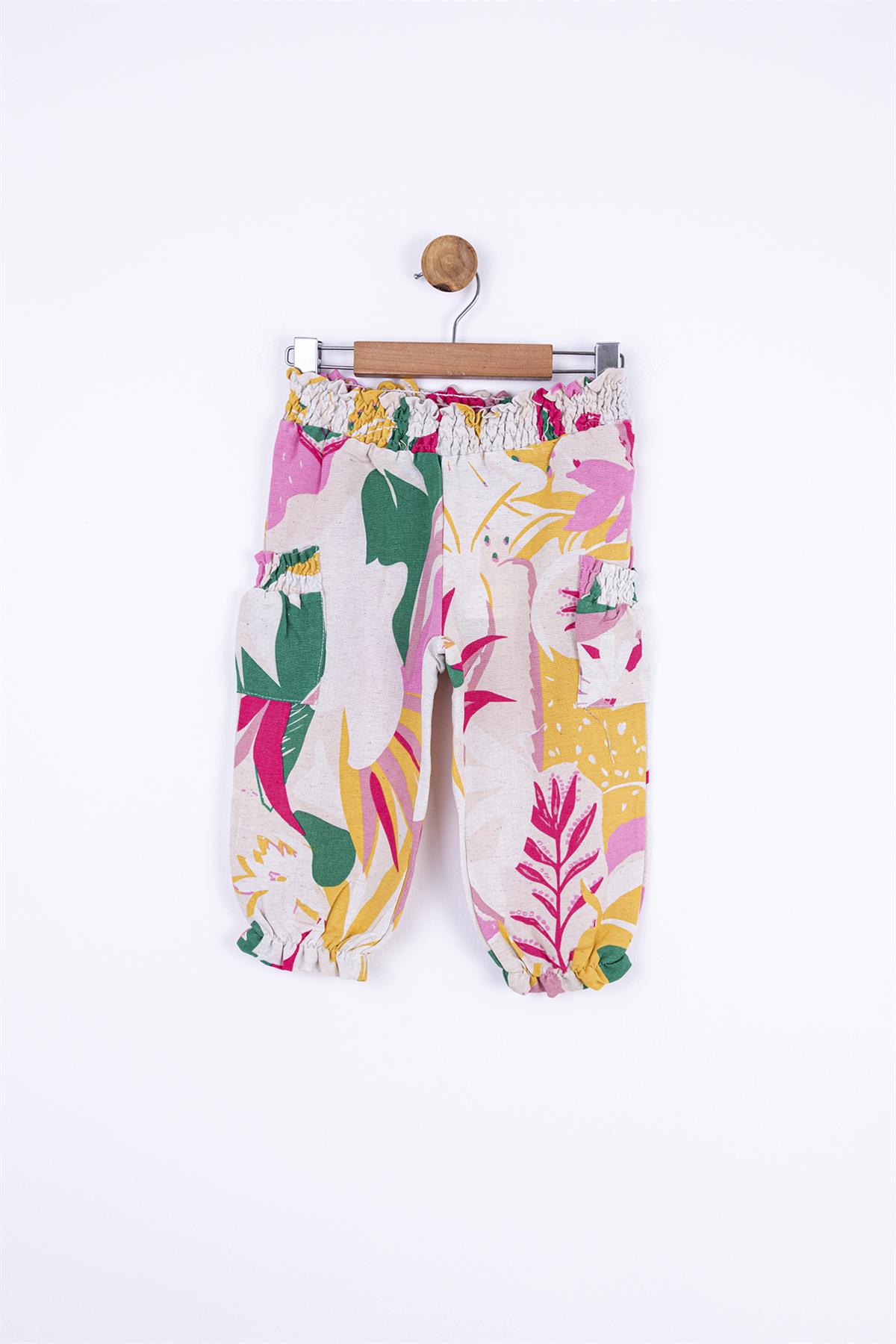 YANDAN CEPLİ ÇİCEKLİ PANTALON