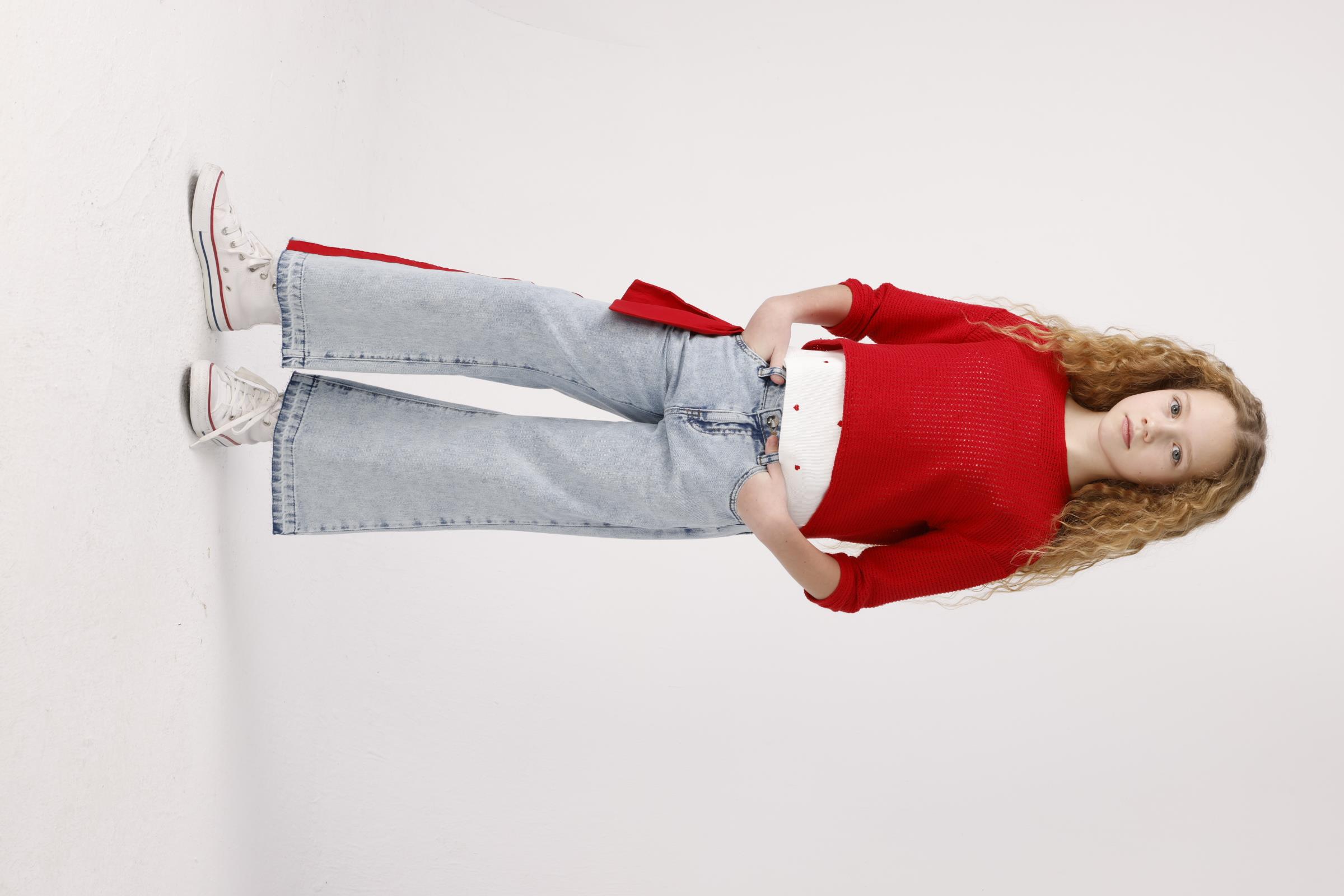 Yazlık Triko Kız Bluz - Kırmızı