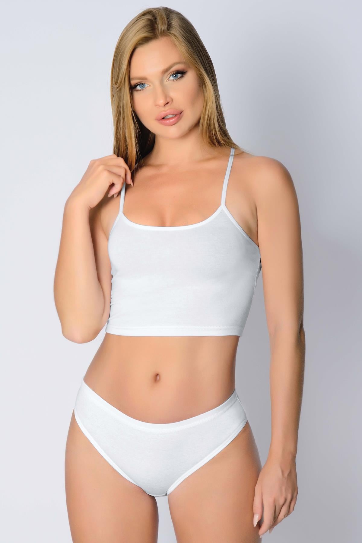 Penye Ribana Geçme Lastik Bikini