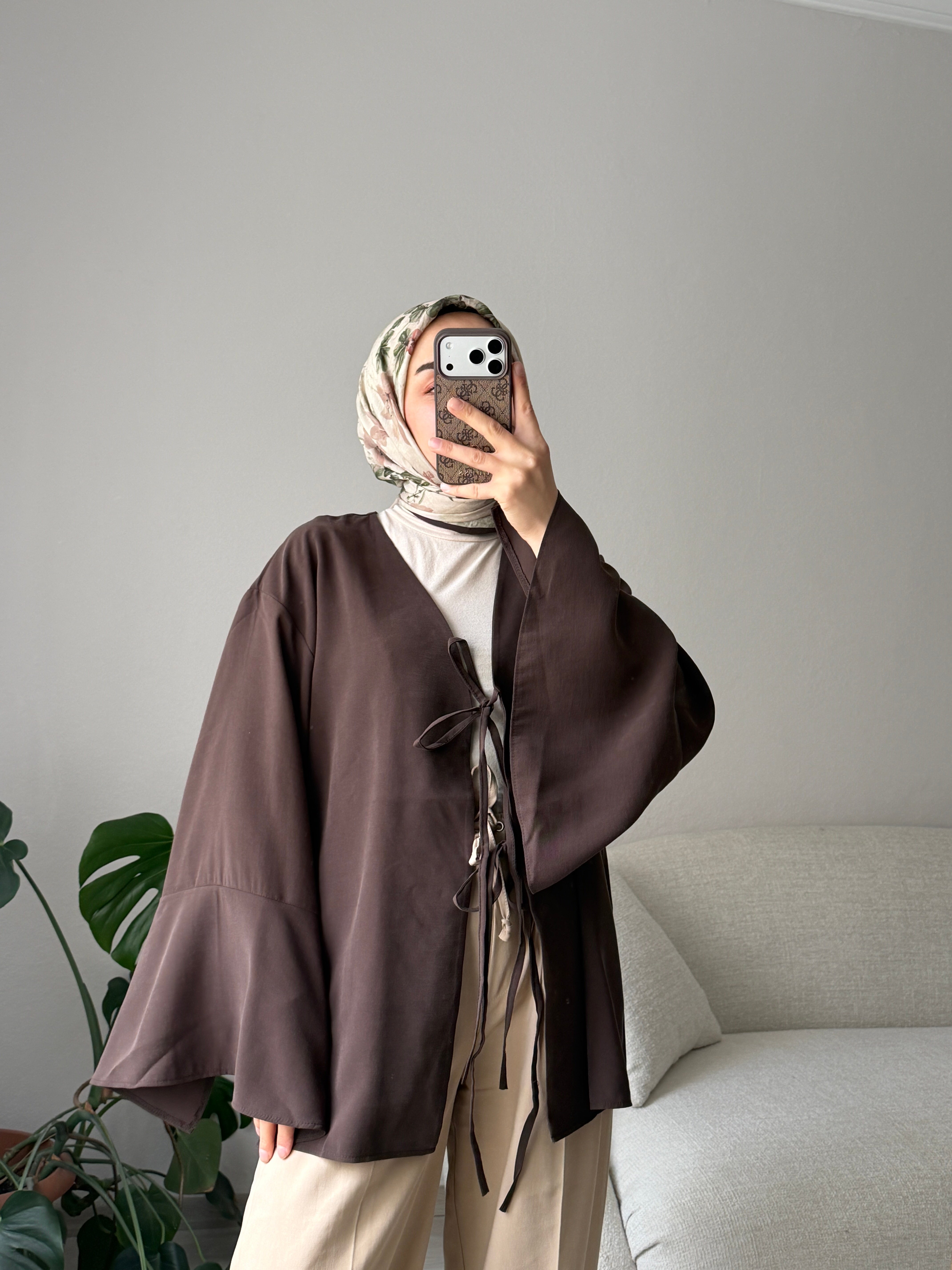 Acı Kahve Bağcıklı Kimono
