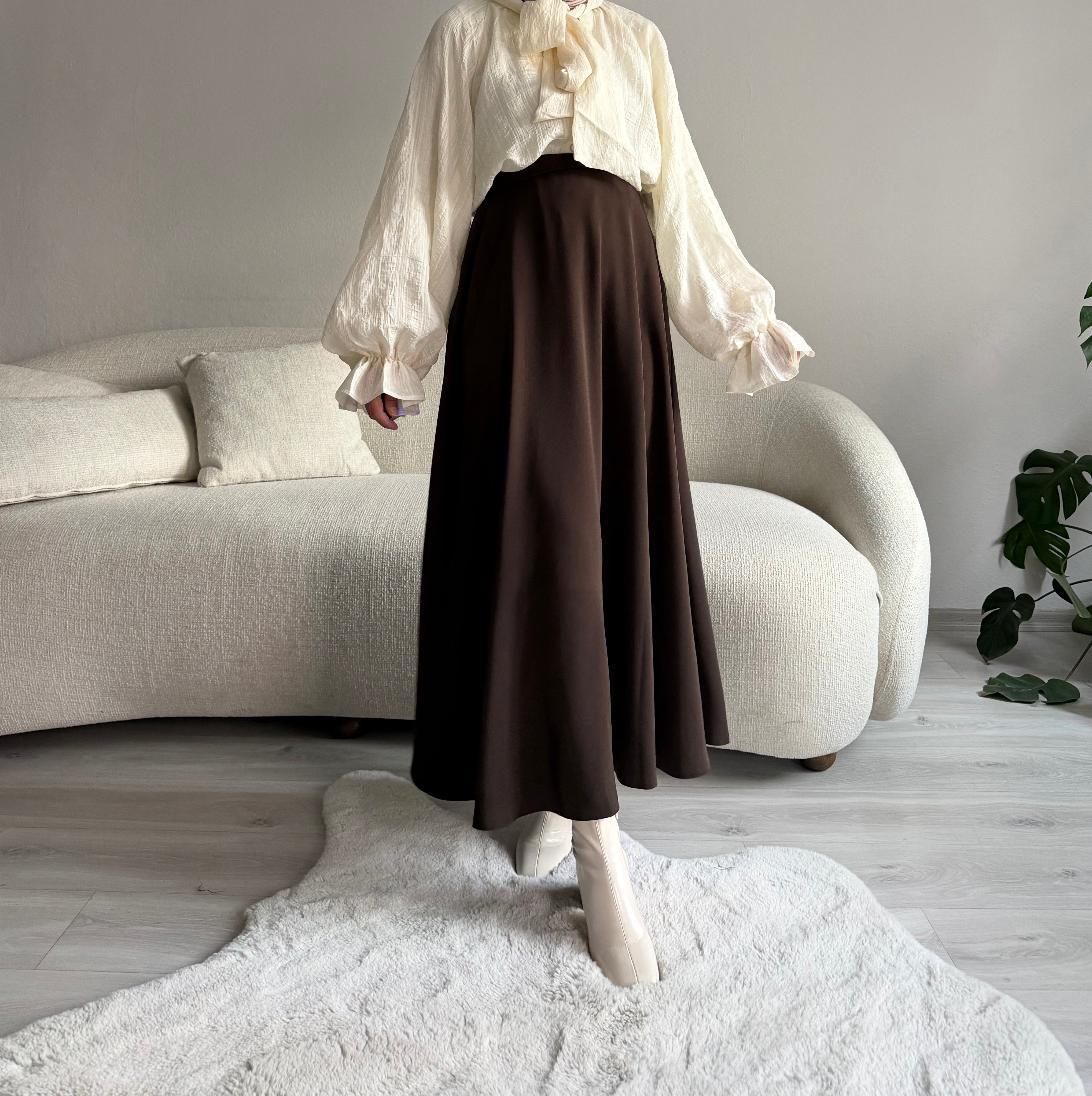 Acı Kahve İthal Krep Kloş Etek